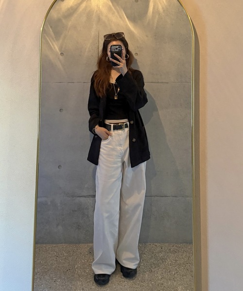 merrylatte(メリーラテ)の「ストレートワイドデニムパンツ(デニムパンツ・レディース・オフホワイト・MEDIUM)」の14枚目の写真