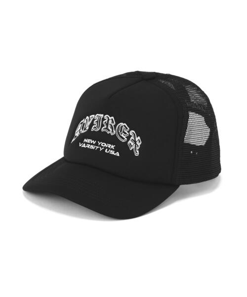 AVIREX(アヴィレックス)の「VARSITY OLD ENGLISH ARCH LOGO MESH CAP / バーシティ アーチロゴ メッシュキャップ / AVIREX / アヴィレックス(キャップ・メンズ・ブラック/ホワイト・F)」の1枚目の写真