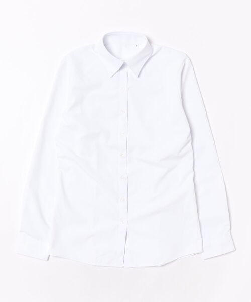 m.f.editorial(エムエフエディトリアル)の「ブラウス ワイシャツ レディース 長袖 形態安定 UV 透け防止 レギュラーカラー 白 無地 綿混(ビジネスシャツ・レディース・ホワイト・LARGE/X-LARGE/S/MEDIUM)」の3枚目の写真