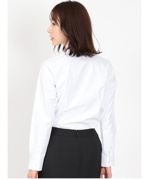 m.f.editorial(エムエフエディトリアル)の「ブラウス ワイシャツ レディース 長袖 形態安定 UV 透け防止 レギュラーカラー 白 無地 綿混(ビジネスシャツ・レディース・ホワイト・LARGE/X-LARGE/S/MEDIUM)」の5枚目の写真