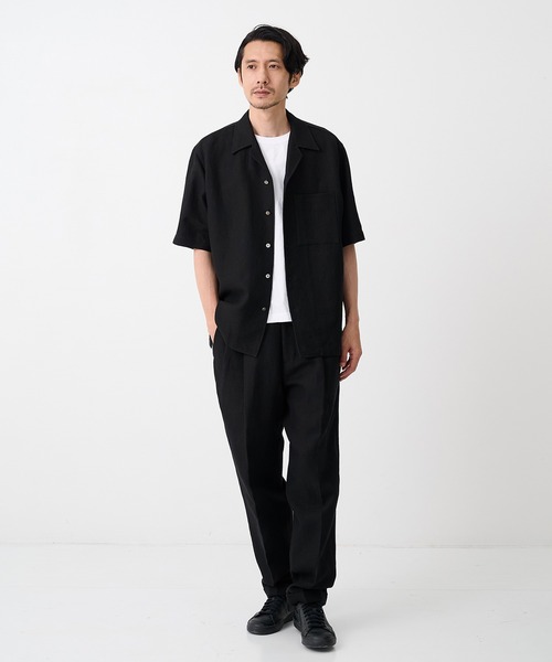 IRENISA（イレニサ）の「【irenisa/イレニサ】別注SUMMER TWEED OPEN COLLAR SHIRT（シャツ/ブラウス・メンズ・ブラック/ダークブラウン・2/3）」の3枚目の写真