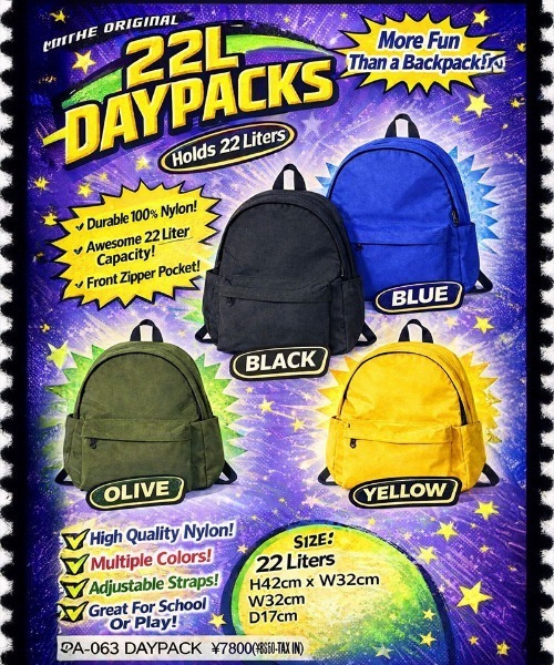PACKING（パッキング）の「PACKING/パッキング / DAY PACK / デイパック / PA-063（バックパック/リュック・メンズ・イエロー/ブルー/ブラック/オリーブ・FREE）」の6枚目の写真
