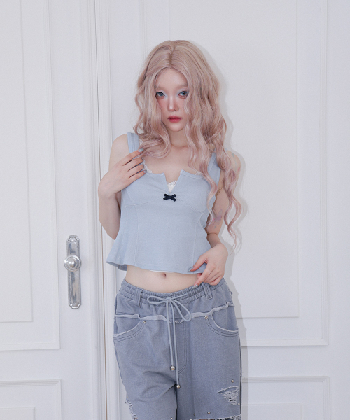 CHERRYQUIRI(チェリーキュリー)の「hook line sleeveless - washed blue(Tシャツ/カットソー・レディース・その他・FREE)」の1枚目の写真