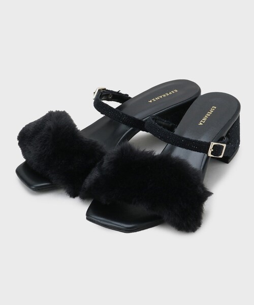 ESPERANZA(エスペランサ)の「【Fur Collection】フェイクファー付き2WAYミュールサンダル(サンダル・レディース・ブラック系8/アイボリー系8/ピンク系9・LL/M/S/L)」の11枚目の写真