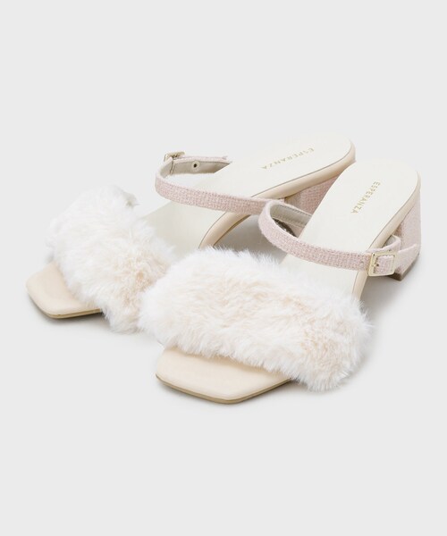 ESPERANZA(エスペランサ)の「【Fur Collection】フェイクファー付き2WAYミュールサンダル(サンダル・レディース・ブラック系8/アイボリー系8/ピンク系9・LL/M/S/L)」の12枚目の写真