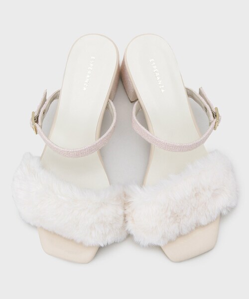 ESPERANZA(エスペランサ)の「【Fur Collection】フェイクファー付き2WAYミュールサンダル(サンダル・レディース・ブラック系8/アイボリー系8/ピンク系9・LL/M/S/L)」の17枚目の写真