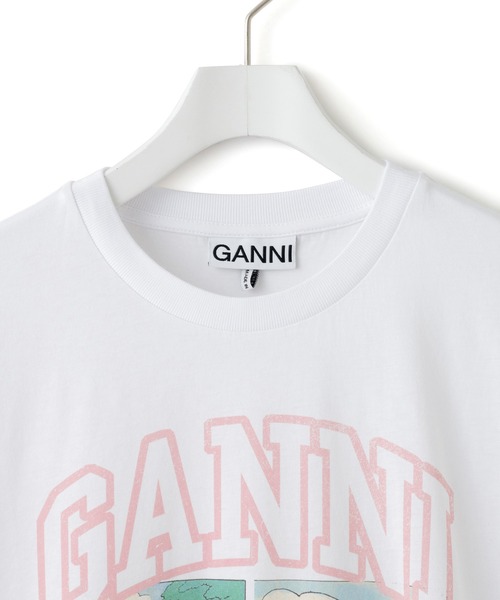 GANNI(ガニー)の「【GANNI for ADAM ET ROPE'】別注Basic Jersey TEDDY Tee(Tシャツ/カットソー・レディース・ホワイト/チャコールグレー・S)」の4枚目の写真