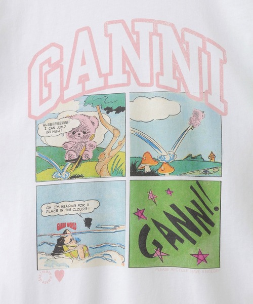 GANNI(ガニー)の「【GANNI for ADAM ET ROPE'】別注Basic Jersey TEDDY Tee(Tシャツ/カットソー・レディース・ホワイト/チャコールグレー・S)」の7枚目の写真