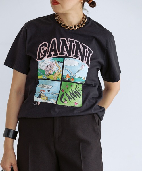 GANNI(ガニー)の「【GANNI for ADAM ET ROPE'】別注Basic Jersey TEDDY Tee(Tシャツ/カットソー・レディース・ホワイト/チャコールグレー・S)」の16枚目の写真