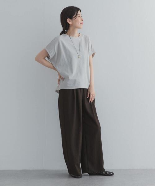 URBAN RESEARCH DOORS(アーバンリサーチドアーズ)の「リネンタッチBACKボタンプルオーバー | バックボタン/夏/大人カジュアル/バックデザイン/シンプル/ベーシック(Tシャツ/カットソー・レディース・オフホワイト/ミント/チャコールグレー/ライトグレー・FREE)」の7枚目の写真