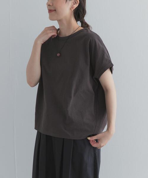 URBAN RESEARCH DOORS(アーバンリサーチドアーズ)の「リネンタッチBACKボタンプルオーバー | バックボタン/夏/大人カジュアル/バックデザイン/シンプル/ベーシック(Tシャツ/カットソー・レディース・オフホワイト/ミント/チャコールグレー/ライトグレー・FREE)」の14枚目の写真