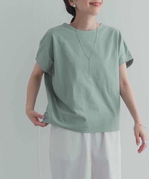 URBAN RESEARCH DOORS(アーバンリサーチドアーズ)の「リネンタッチBACKボタンプルオーバー | バックボタン/夏/大人カジュアル/バックデザイン/シンプル/ベーシック(Tシャツ/カットソー・レディース・オフホワイト/ミント/チャコールグレー/ライトグレー・FREE)」の21枚目の写真