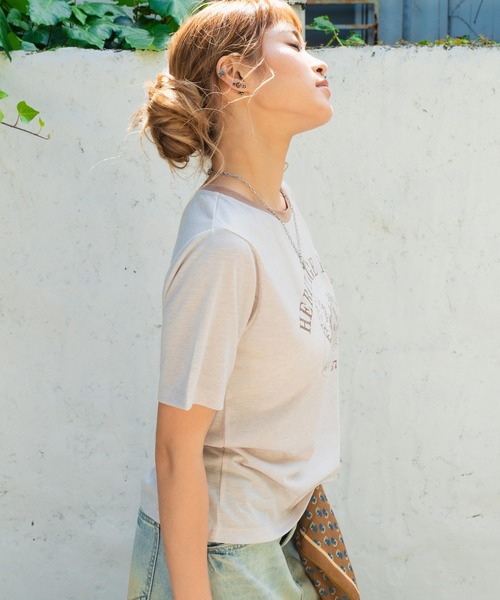 anap mimpi(アナップミンピ)の「ファーム プリント リンガー Tシャツ(Tシャツ/カットソー・レディース・オレンジ/ダークグレー/アイボリー・F)」の11枚目の写真