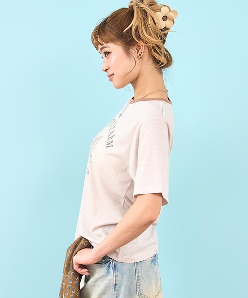 anap mimpi(アナップミンピ)の「ファーム プリント リンガー Tシャツ(Tシャツ/カットソー・レディース・オレンジ/ダークグレー/アイボリー・F)」の16枚目の写真