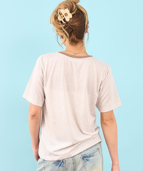 anap mimpi(アナップミンピ)の「ファーム プリント リンガー Tシャツ(Tシャツ/カットソー・レディース・オレンジ/ダークグレー/アイボリー・F)」の17枚目の写真