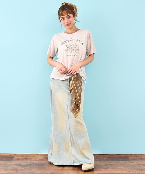 anap mimpi(アナップミンピ)の「ファーム プリント リンガー Tシャツ(Tシャツ/カットソー・レディース・オレンジ/ダークグレー/アイボリー・F)」の18枚目の写真