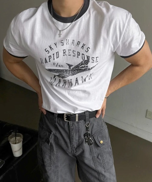 NOWLE(ノウル)の「【NOWLE】ヴィンテージライク グラフィック リンガーTシャツ / オールドスクール アメカジ 半袖 T(Tシャツ/カットソー・メンズ・ネイビー/ホワイト・MEDIUM/LARGE/SMALL/X-LARGE)」の15枚目の写真