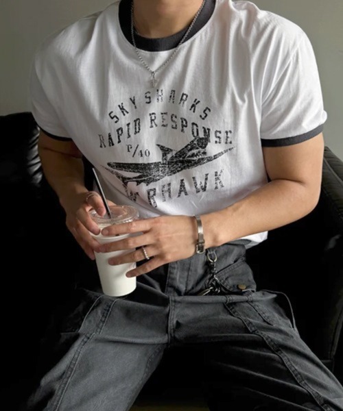 NOWLE(ノウル)の「【NOWLE】ヴィンテージライク グラフィック リンガーTシャツ / オールドスクール アメカジ 半袖 T(Tシャツ/カットソー・メンズ・ネイビー/ホワイト・MEDIUM/LARGE/SMALL/X-LARGE)」の13枚目の写真