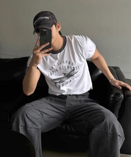 NOWLE(ノウル)の「【NOWLE】ヴィンテージライク グラフィック リンガーTシャツ / オールドスクール アメカジ 半袖 T(Tシャツ/カットソー・メンズ・ネイビー/ホワイト・MEDIUM/LARGE/SMALL/X-LARGE)」の14枚目の写真