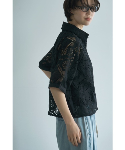 marjour（マージュール）の「LACE OVER SHIRT（シャツ/ブラウス・レディース・ブラック・M）」の9枚目の写真