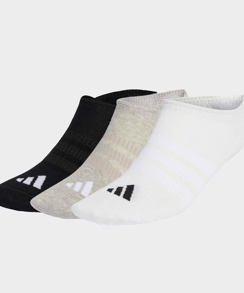 adidas(アディダス)の「シン&ライト スポーツウェア ノー ショー ソックス3足組 / アディダス adidas(ソックス/靴下・メンズ・グレー・LARGE/SMALL/MEDIUM)」の1枚目の写真