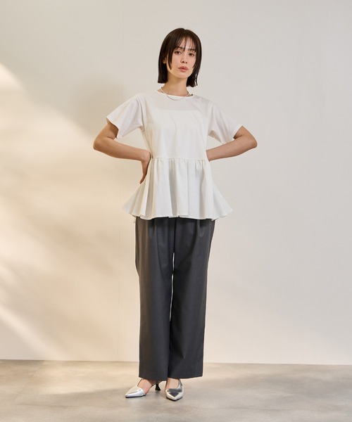 ketty(ケティ)の「【着るUVケア】ペプラム プルオーバー(Tシャツ/カットソー・レディース・オフホワイト/ブラック・M)」の5枚目の写真