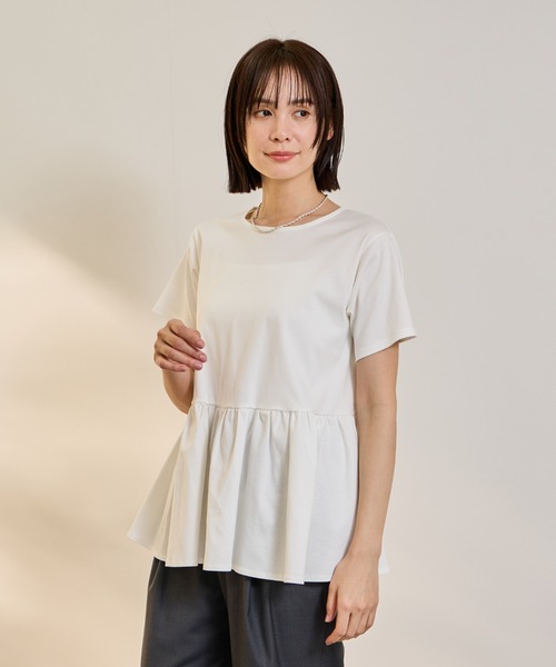 ketty(ケティ)の「【着るUVケア】ペプラム プルオーバー(Tシャツ/カットソー・レディース・オフホワイト/ブラック・M)」の4枚目の写真