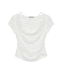 LACE LAYERED COWL TOP_IVORY