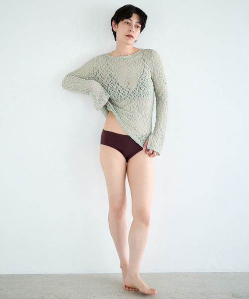 EMILY WEEK(エミリーウィーク)の「オーガニックコットン混 シュリンクレースプルオーバー(Tシャツ/カットソー・レディース・アイボリー/グリーン・FREE)」の12枚目の写真