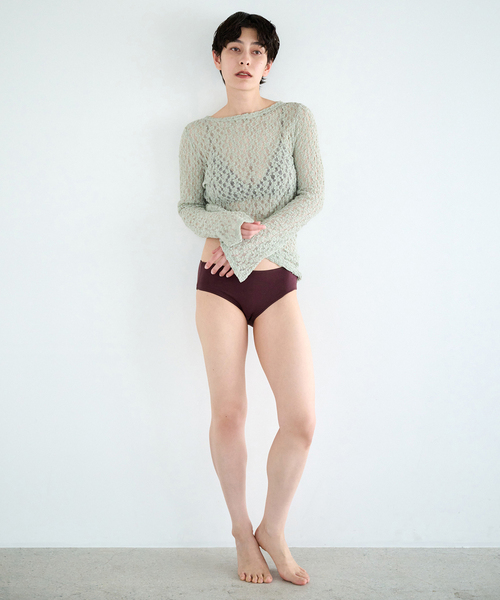 EMILY WEEK(エミリーウィーク)の「オーガニックコットン混 シュリンクレースプルオーバー(Tシャツ/カットソー・レディース・アイボリー/グリーン・FREE)」の13枚目の写真