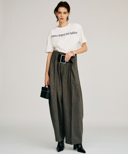 PRANK PROJECT(プランクプロジェクト)の「【2026Autumn Pre-Order】ハイウエストベルストライプパンツ / High-Waist Bell Stripe Pants(スラックス・レディース・グレー・38/36/34)」の7枚目の写真