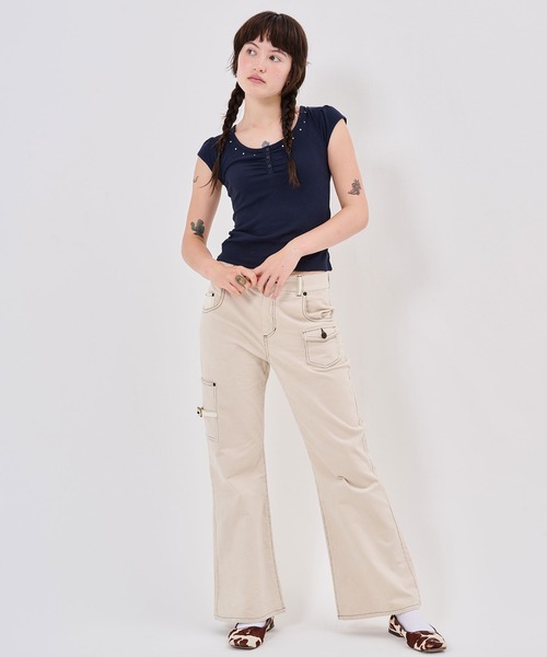 TINA:JOJUN(ティーナジョジュン)の「バックオープン ヘンリーネック カットソー TINA:JOJUN(Tシャツ/カットソー・レディース・ラベンダー/ネイビー/ミント/ホワイト・M)」の12枚目の写真