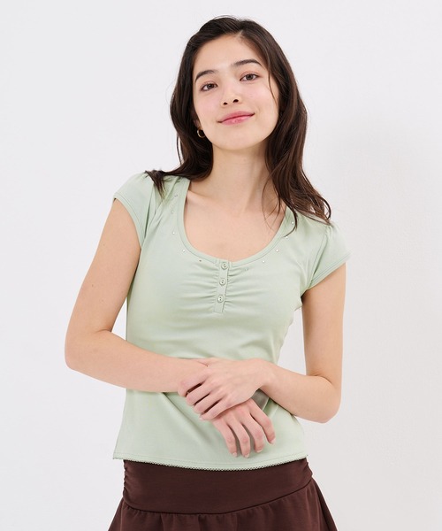 TINA:JOJUN(ティーナジョジュン)の「バックオープン ヘンリーネック カットソー TINA:JOJUN(Tシャツ/カットソー・レディース・ラベンダー/ネイビー/ミント/ホワイト・M)」の15枚目の写真