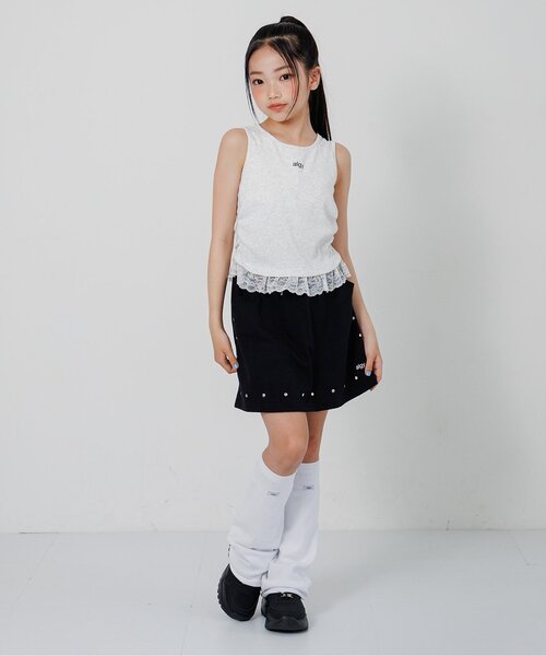 algy(アルジー)の「バックりぼんレッグカバー(レッグウォーマー・キッズ・ブラック/オフホワイト・MEDIUM/SMALL)」の12枚目の写真