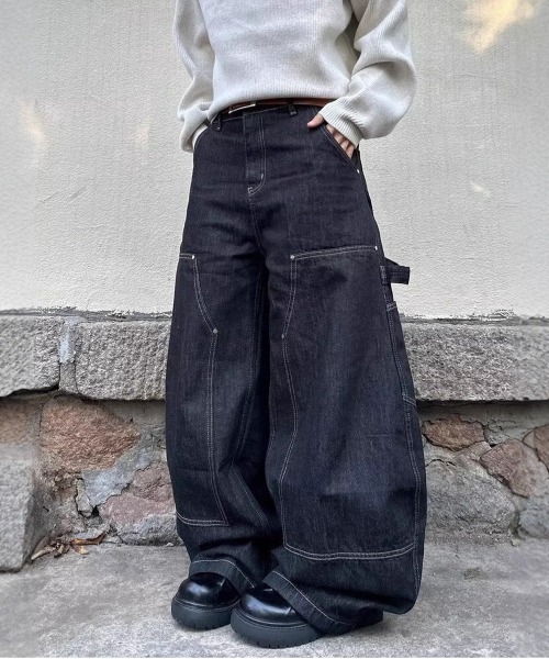 NEW GENTLEMAN(ニュージェントルマン)の「バワリーブラック ワイドバギー ペインター パンツ(デニムパンツ・メンズ・ブラック・M/S/L)」の2枚目の写真