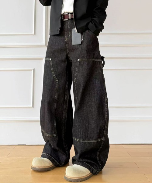 NEW GENTLEMAN(ニュージェントルマン)の「バワリーブラック ワイドバギー ペインター パンツ(デニムパンツ・メンズ・ブラック・M/S/L)」の6枚目の写真