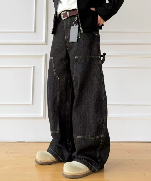 NEW GENTLEMAN(ニュージェントルマン)の「バワリーブラック ワイドバギー ペインター パンツ(デニムパンツ・メンズ・ブラック・M/S/L)」の7枚目の写真