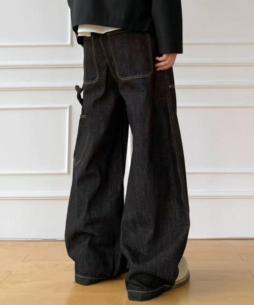 NEW GENTLEMAN(ニュージェントルマン)の「バワリーブラック ワイドバギー ペインター パンツ(デニムパンツ・メンズ・ブラック・M/S/L)」の8枚目の写真