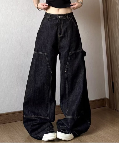 NEW GENTLEMAN(ニュージェントルマン)の「バワリーブラック ワイドバギー ペインター パンツ(デニムパンツ・メンズ・ブラック・M/S/L)」の9枚目の写真