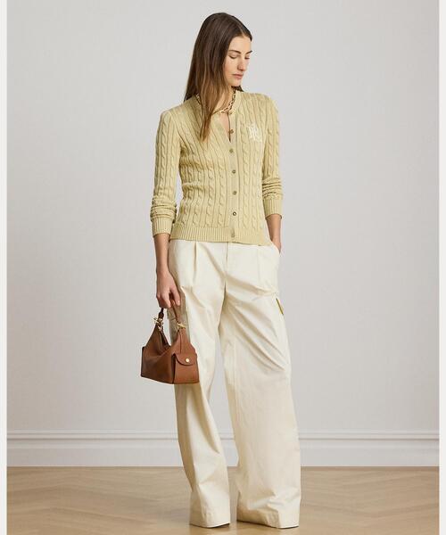LAUREN RALPH LAUREN(ローレン ラルフ ローレン)の「ケーブルニット コットンブレンド カーディガン(カーディガン/ボレロ・レディース・ブラウン・S/M/L/XL/XS)」の8枚目の写真