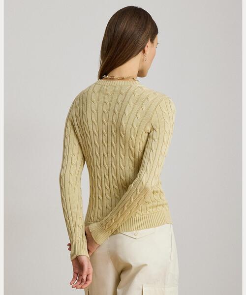 LAUREN RALPH LAUREN(ローレン ラルフ ローレン)の「ケーブルニット コットンブレンド カーディガン(カーディガン/ボレロ・レディース・ブラウン・S/M/L/XL/XS)」の7枚目の写真