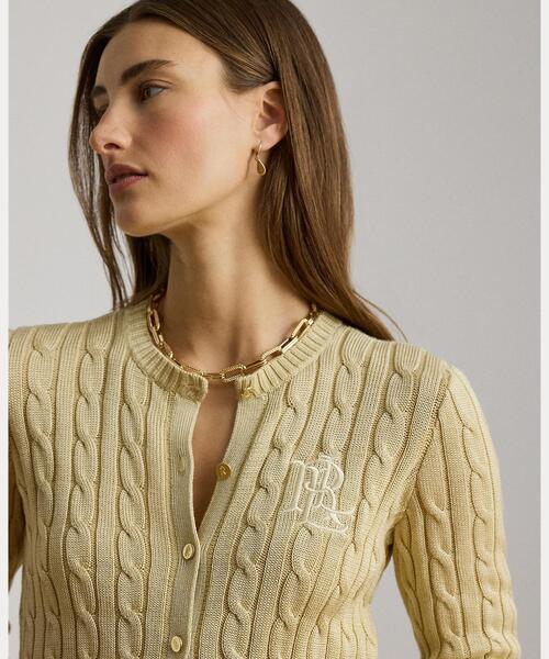 LAUREN RALPH LAUREN(ローレン ラルフ ローレン)の「ケーブルニット コットンブレンド カーディガン(カーディガン/ボレロ・レディース・ブラウン・S/M/L/XL/XS)」の6枚目の写真