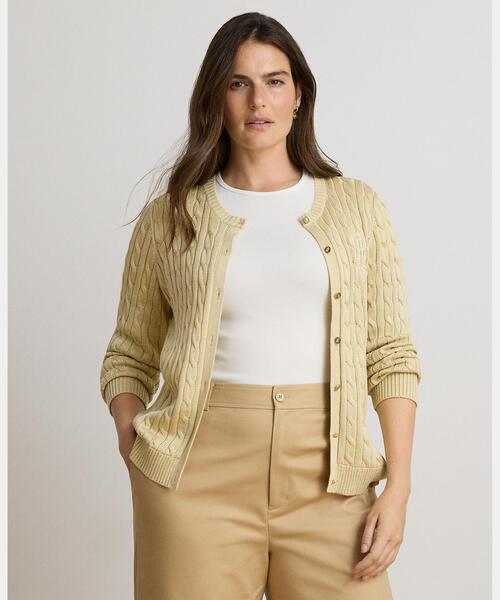 LAUREN RALPH LAUREN(ローレン ラルフ ローレン)の「ケーブルニット コットンブレンド カーディガン(カーディガン/ボレロ・レディース・ブラウン・S/M/L/XL/XS)」の4枚目の写真
