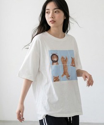 パネル転写キャットビッグTシャツ