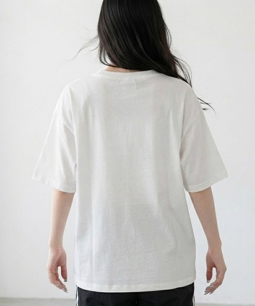 CRB(シーアールビー)の「パネル転写キャットビッグTシャツ(Tシャツ/カットソー・レディース・レッド/チャコール/オフホワイト・F)」の14枚目の写真