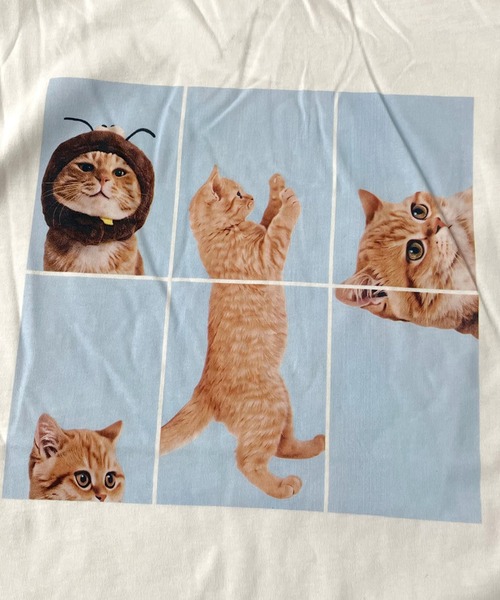 CRB(シーアールビー)の「パネル転写キャットビッグTシャツ(Tシャツ/カットソー・レディース・レッド/チャコール/オフホワイト・F)」の21枚目の写真