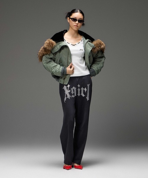 X-girl（エックスガール）の「STRING COLLAR L/S COMPACT TOP（Tシャツ/カットソー・レディース・ホワイト/ブラック・ONE SIZE）」の12枚目の写真