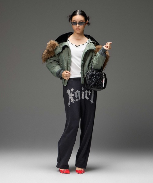 X-girl（エックスガール）の「STRING COLLAR L/S COMPACT TOP（Tシャツ/カットソー・レディース・ホワイト/ブラック・ONE SIZE）」の13枚目の写真