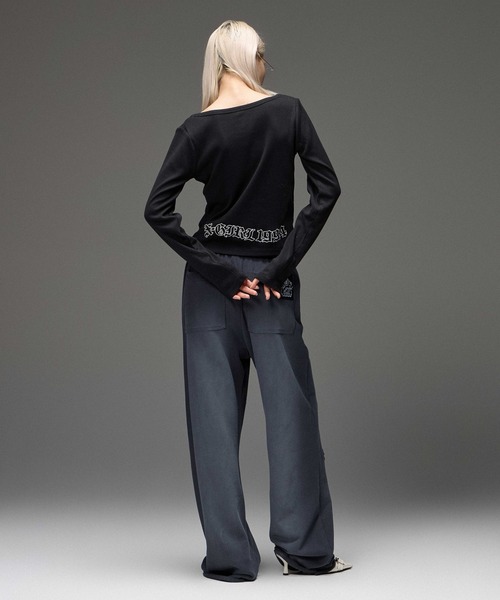 X-girl（エックスガール）の「STRING COLLAR L/S COMPACT TOP（Tシャツ/カットソー・レディース・ホワイト/ブラック・ONE SIZE）」の16枚目の写真