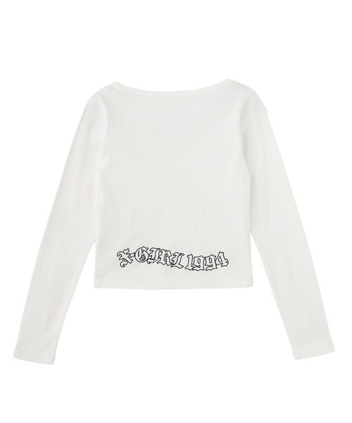 X-girl（エックスガール）の「STRING COLLAR L/S COMPACT TOP（Tシャツ/カットソー・レディース・ホワイト/ブラック・ONE SIZE）」の21枚目の写真